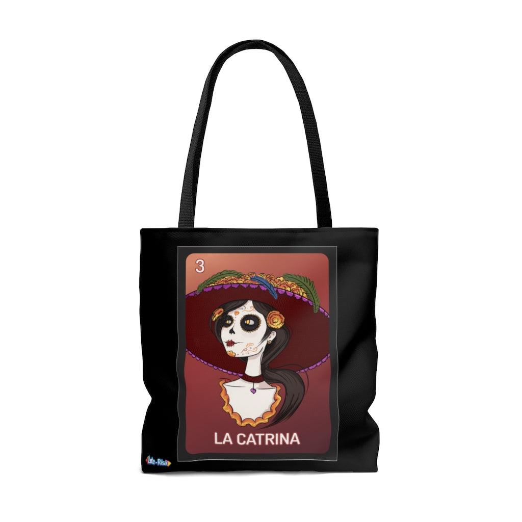 Santa Muerte Tote Bag, Catrina Portrait Illustrated in Mexican Style Santa Muerte Tote Bag, Catrina Portrait Illustrated in Mexican Style